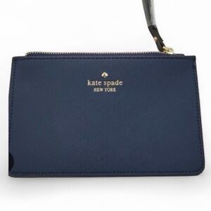 Kate Spade Navy Leather with Gold Logo Wristlet